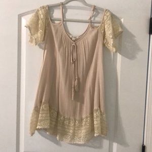 Cream cold shoulder top